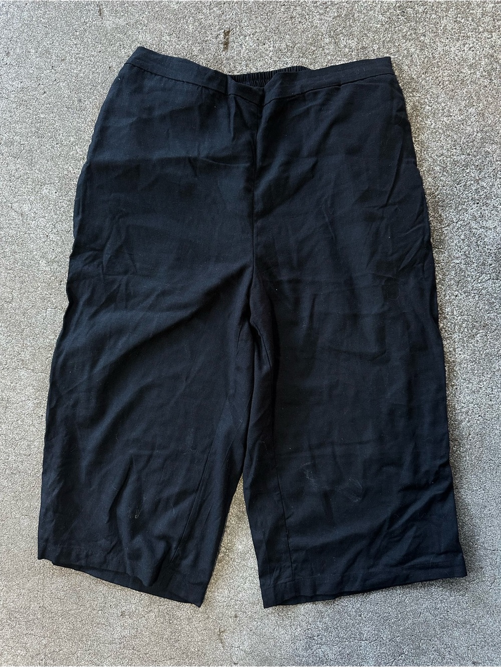 Woman Within Black Pull On Capri Linen Pants
